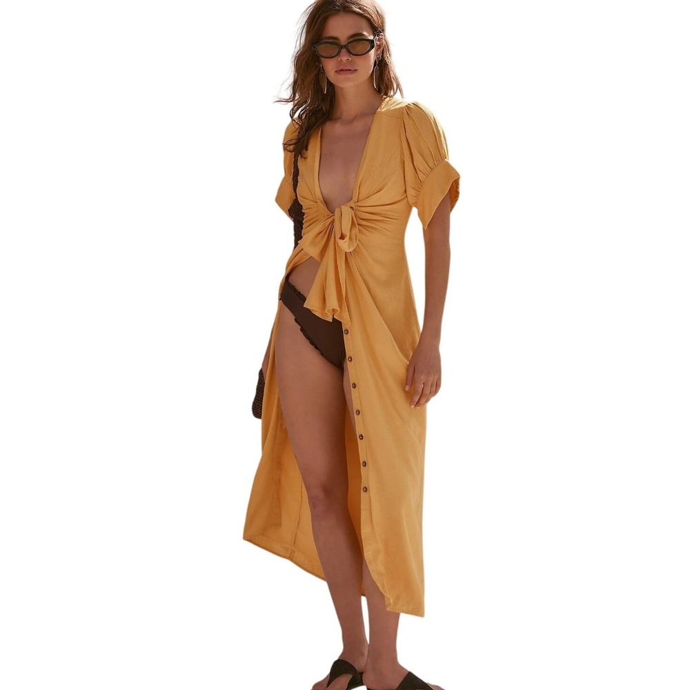 Free People Vintage Summer Midi Dress Womens M, Boho Beach - Picture 1 of 9